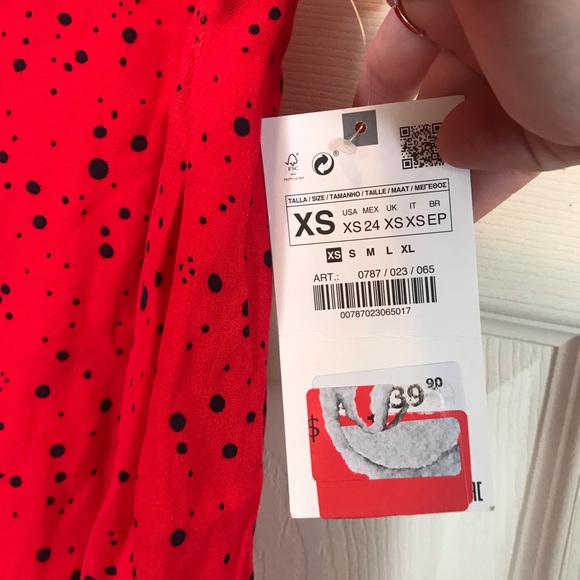 Zara red black spotted high waisted loose shorts xs NWT - Picture 4 of 7